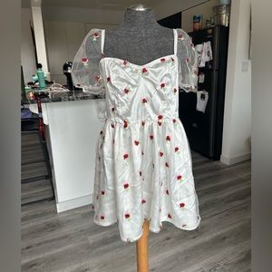 White rose patterned dress